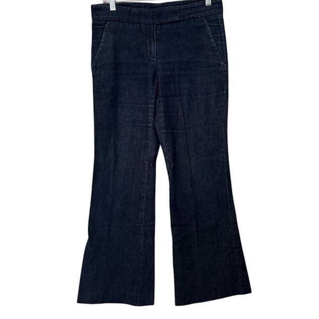 Theory Dark Wash Denim Trouser Tailored Flare Wide Leg Jeans Womens 6